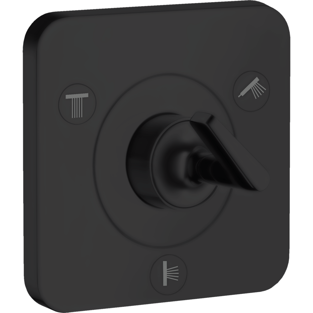 Запорный/переключающий вентиль Axor Citterio E, Trio/Quattro 120/120, скрытого монтажа, 36772670, матовый черный