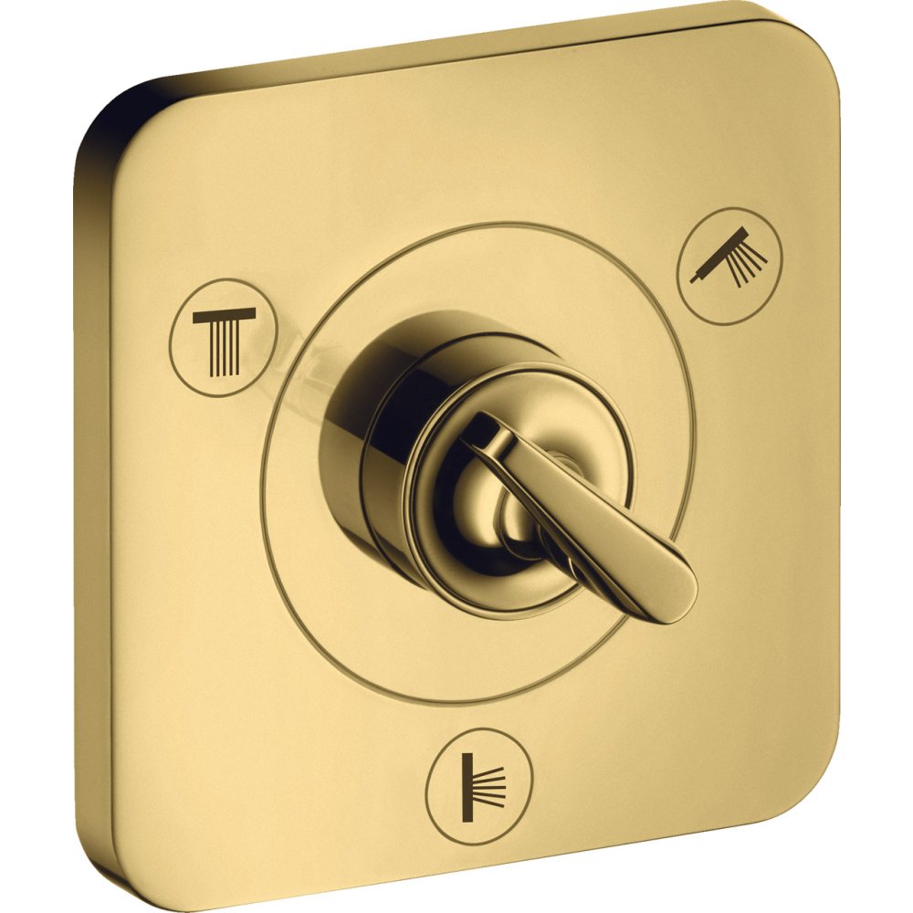 Запорный/переключающий вентиль Trio/Quattro Axor Citterio E, 120/120, скрытого монтажа, 36772990, полированное золото