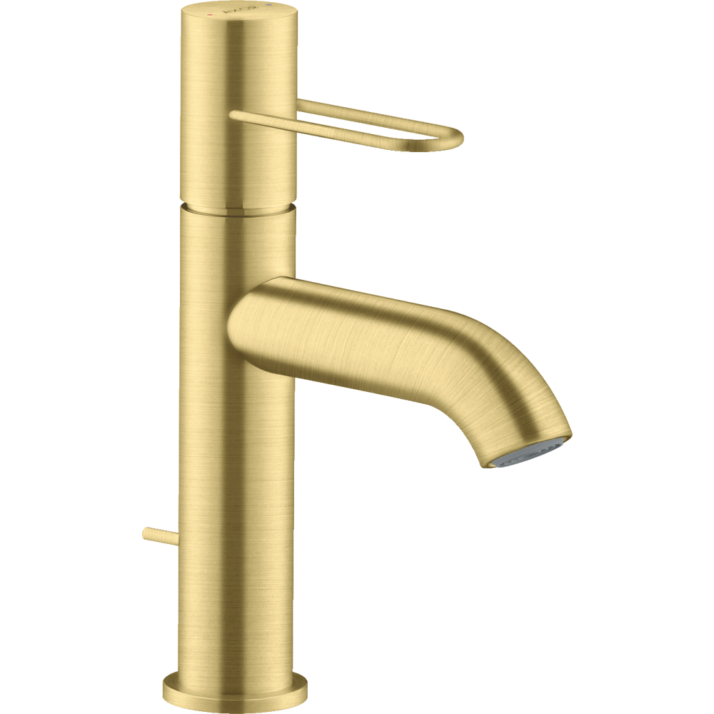 Смеситель для раковины Axor Uno, 100, однорычажный, с рукояткой-петлей, со сливным гарнитуром, 38023950, шлифованная медь