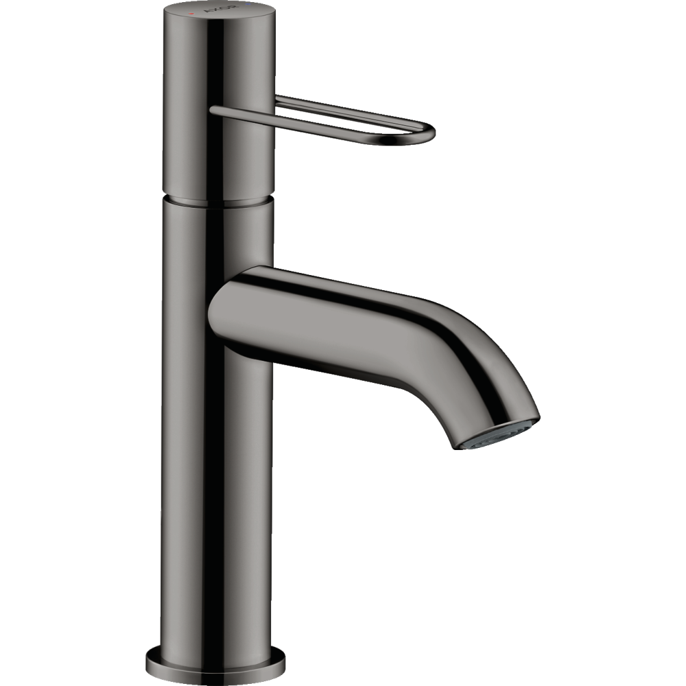 Смеситель для раковины Axor Uno, 100, однорычажный, с рукояткой-петлей, с незапираемым сливным набором, 38026330, полированный черный хром 