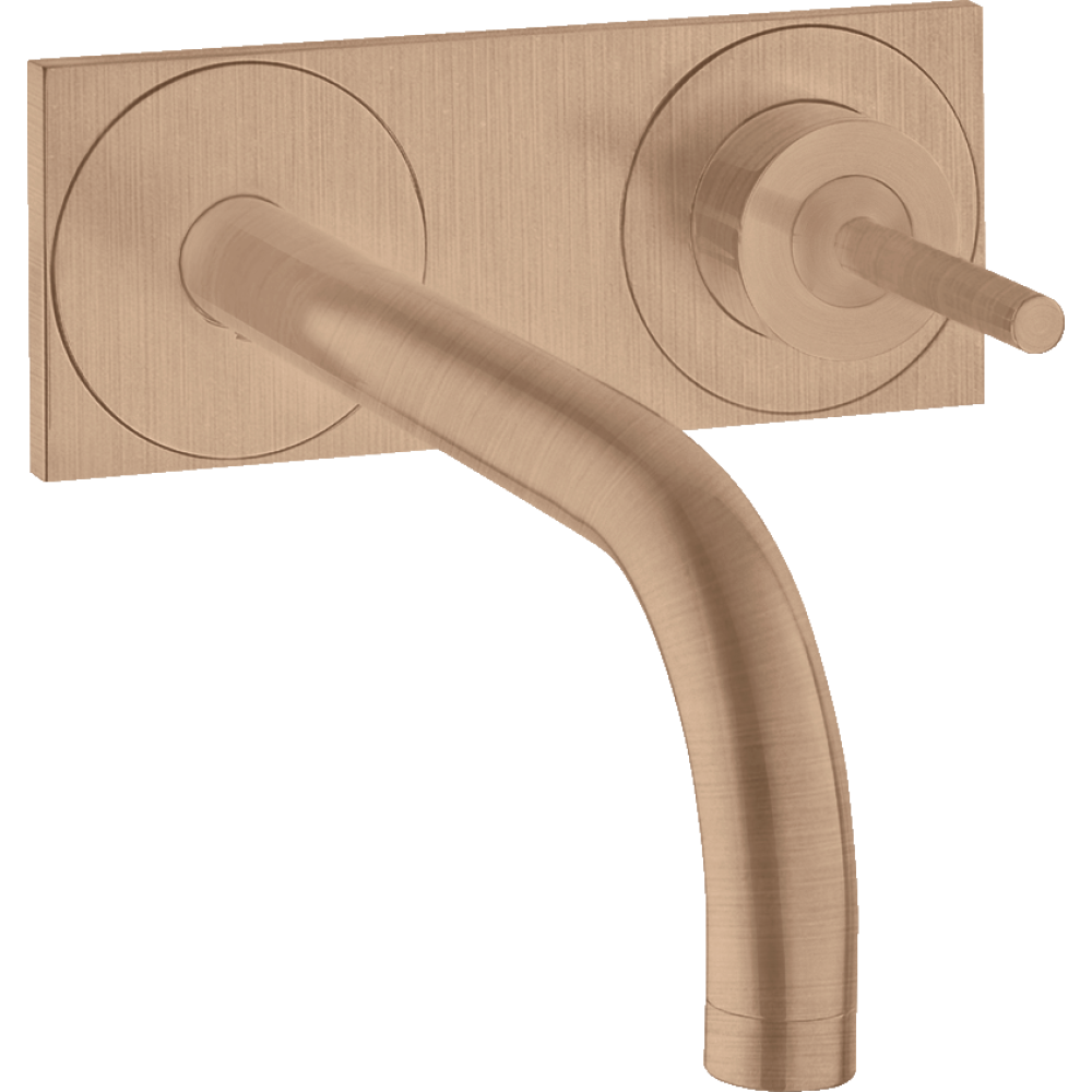 Смеситель для раковины Axor Uno, однорычажный, настенный, с изливом 165 мм, с панелью, 38112310, шлифованное красное золото