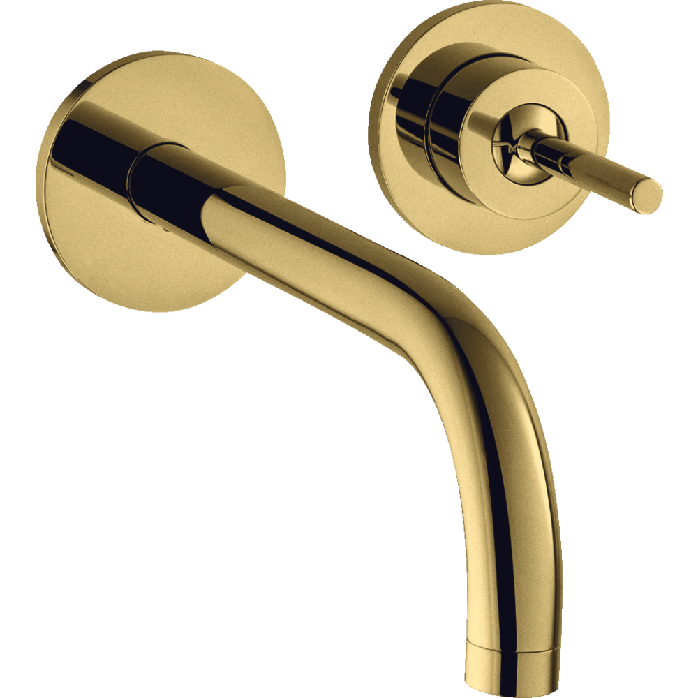 Смеситель для раковины Axor Uno, однорычажный, настенный, с изливом 165 мм, с отдельными розетками, 38113990, полированное золото