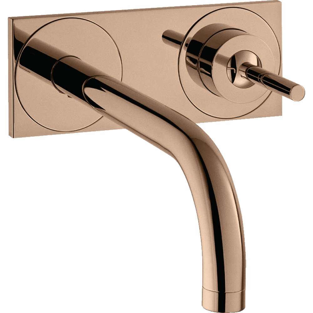 Смеситель для раковины Axor Uno, однорычажный, настенный, с изливом 225 мм, с панелью, 38115300, полированное красное золото 