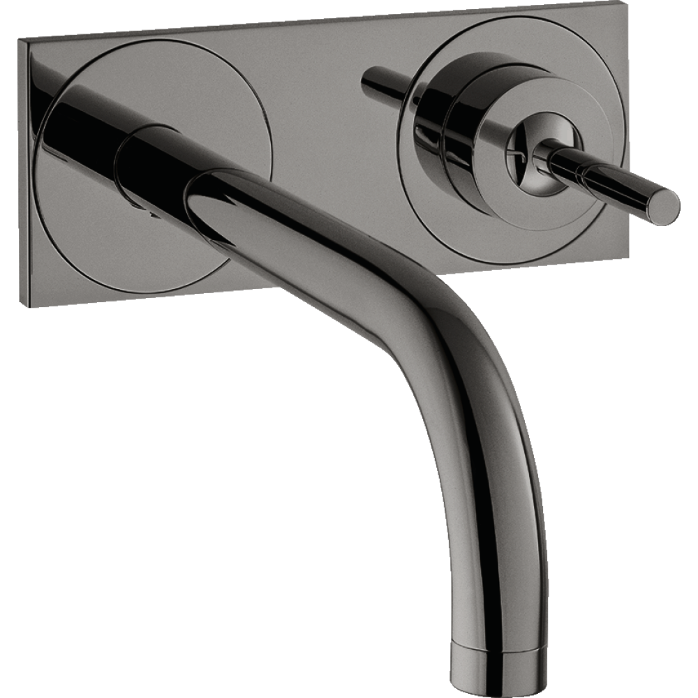 Смеситель для раковины Axor Uno, однорычажный, настенный, с изливом 225 мм, с панелью, 38115330, полированный черный хром 