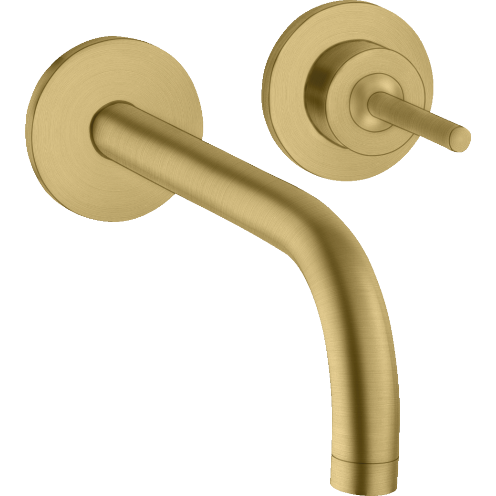 Смеситель для раковины Axor Uno, однорычажный, настенный, с изливом 225 мм, с отдельными розетками, 38116250, шлифованное золото