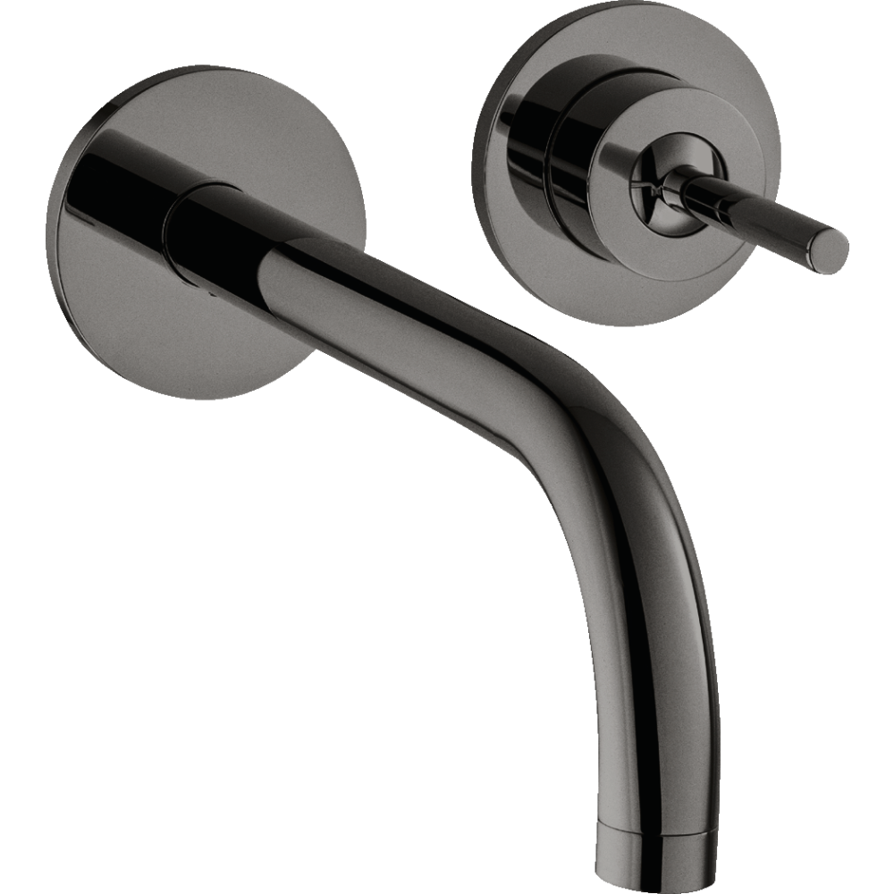 Смеситель для раковины Axor Uno, однорычажный, настенный, с изливом 225 мм, с отдельными розетками, 38116330, полированный черный хром 