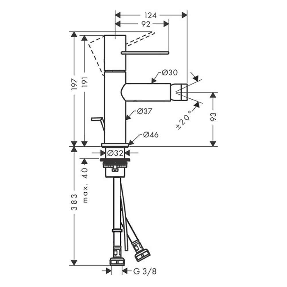 Смеситель для биде Axor Uno, однорычажный, 38211990, полированное золото