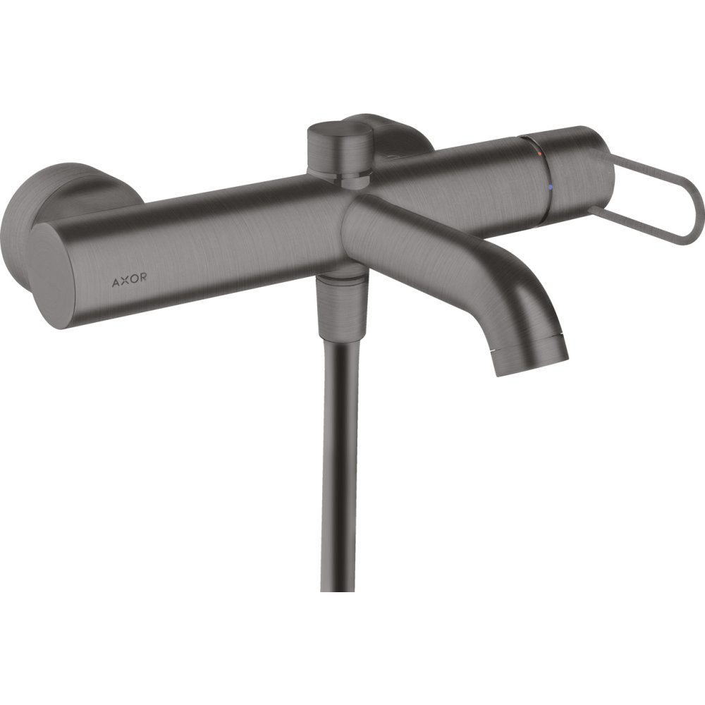 Смеситель для ванны Axor Uno, однорычажный, внешнего монтажа, с рукояткой-петлей, 38421340, шлифованный черный хром 