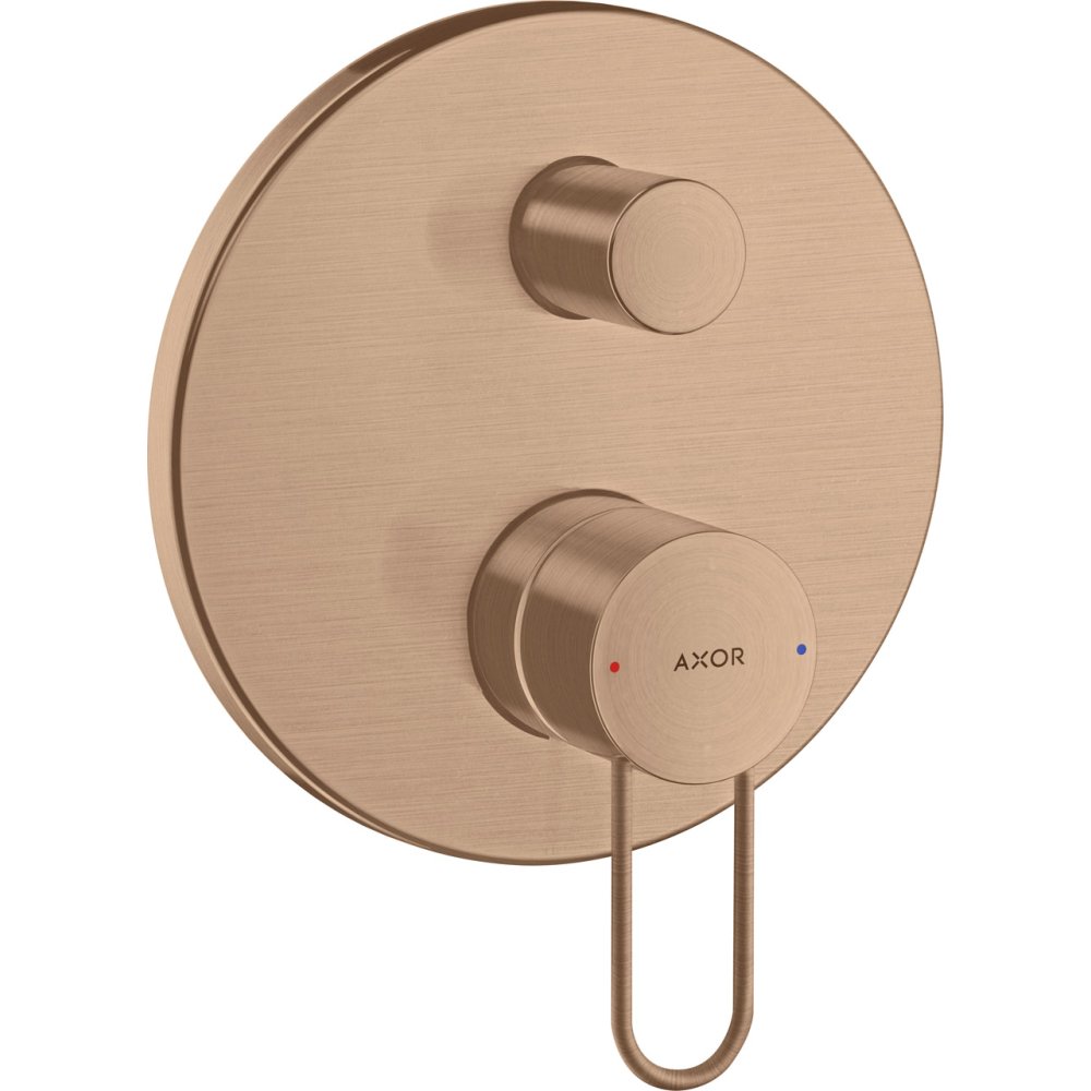 Смеситель для ванны Axor Uno, однорычажный, скрытого монтажа, с рукояткой-петлей, 38426310, шлифованное красное золото