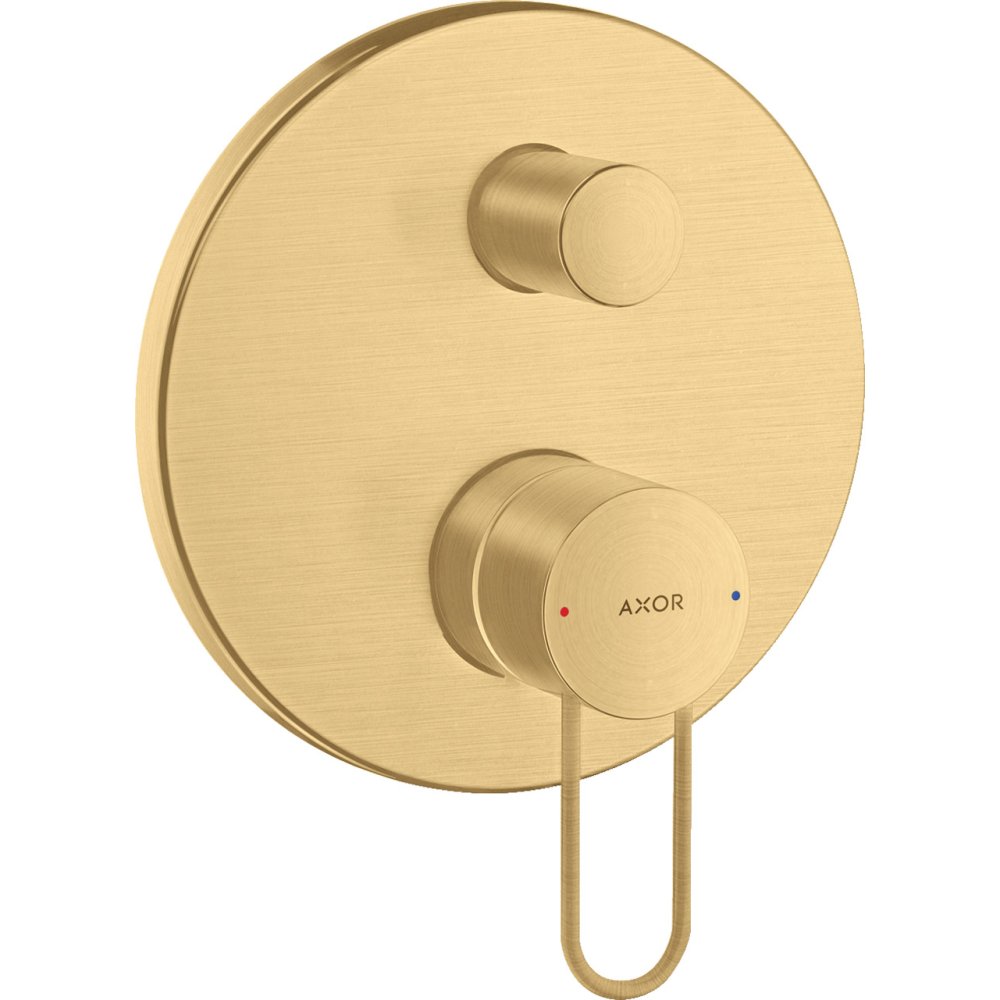 Смеситель для ванны Axor Uno, однорычажный, скрытого монтажа, с рукояткой-петлей, со встроенной защитной комбинацией EN1717, 38428250, шлифованное золото