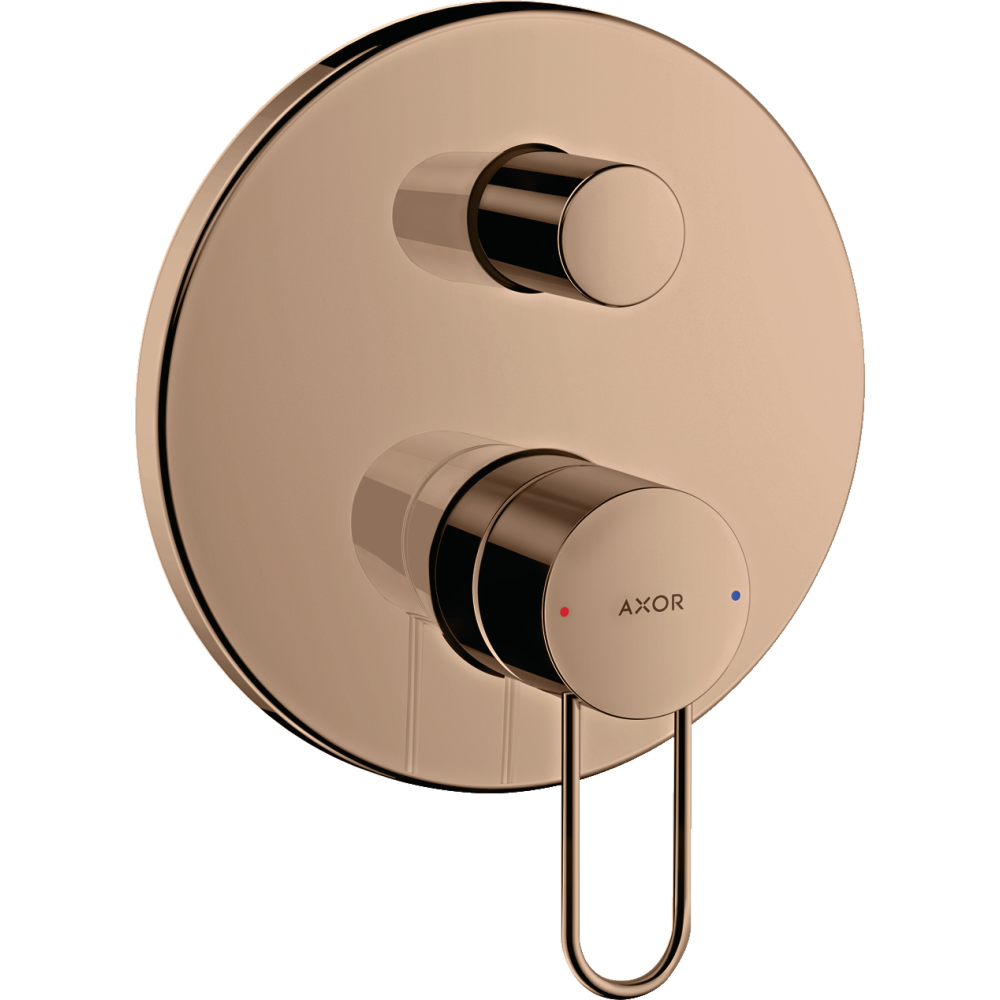 Смеситель для ванны Axor Uno, однорычажный, скрытого монтажа, с рукояткой-петлей, со встроенной защитной комбинацией EN1717, 38428300, полированное красное золото 