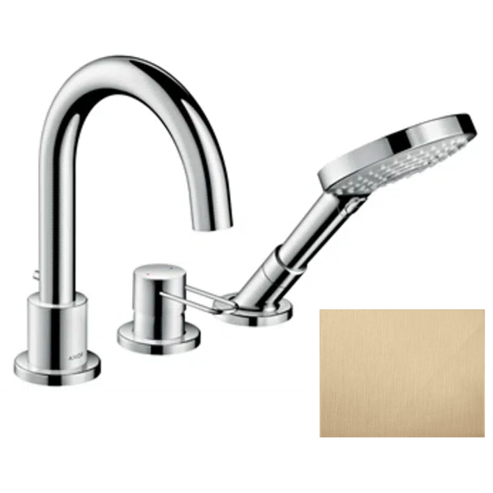 Смеситель на край ванны Axor Uno, на 3 отверстия, с рукояткой-петлей, 38436140, шлифованная бронза