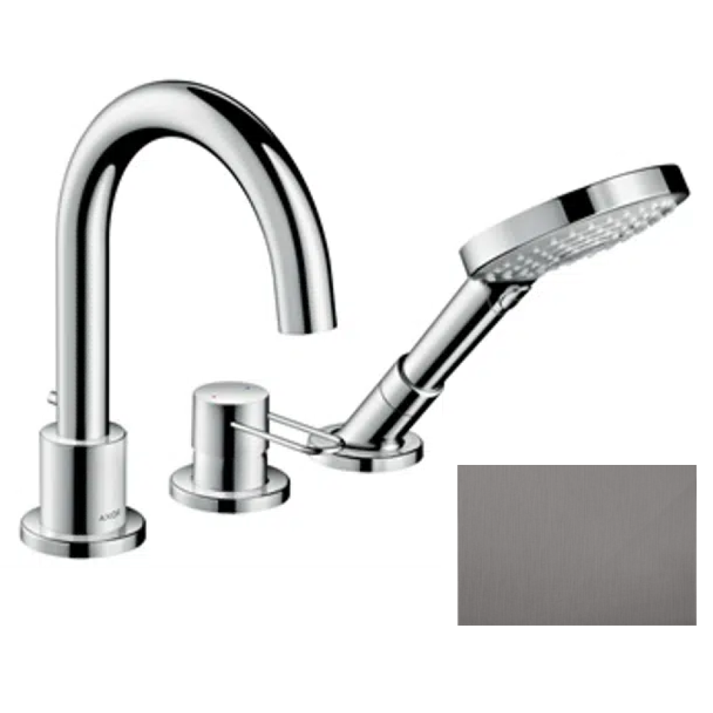 Смеситель на край ванны Axor Uno, на 3 отверстия, с рукояткой-петлей, 38436340, шлифованный черный хром 