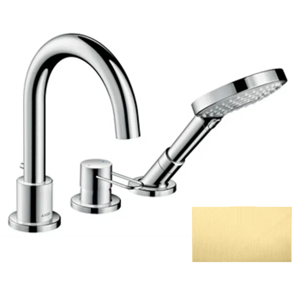 Смеситель на край ванны Axor Uno, на 3 отверстия, с рукояткой-петлей, 38436950, шлифованная медь