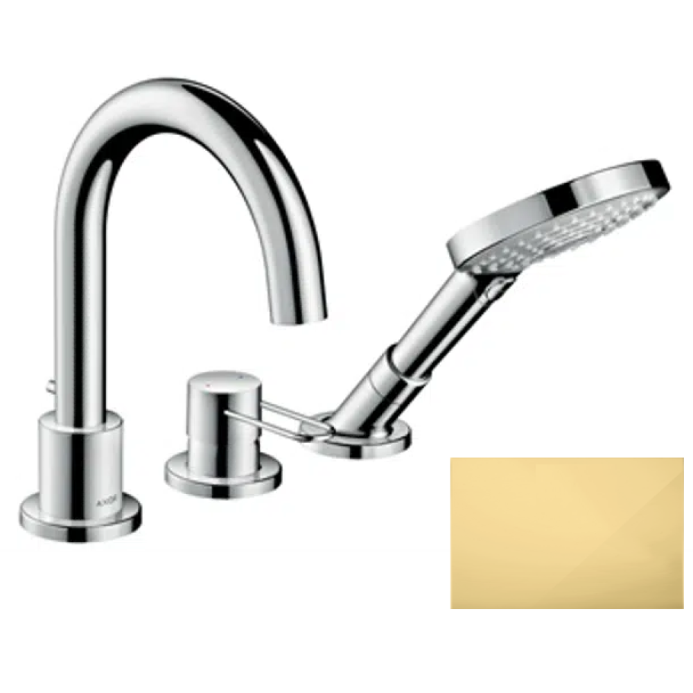 Смеситель на край ванны Axor Uno, на 3 отверстия, с рукояткой-петлей, 38436990, полированное золото