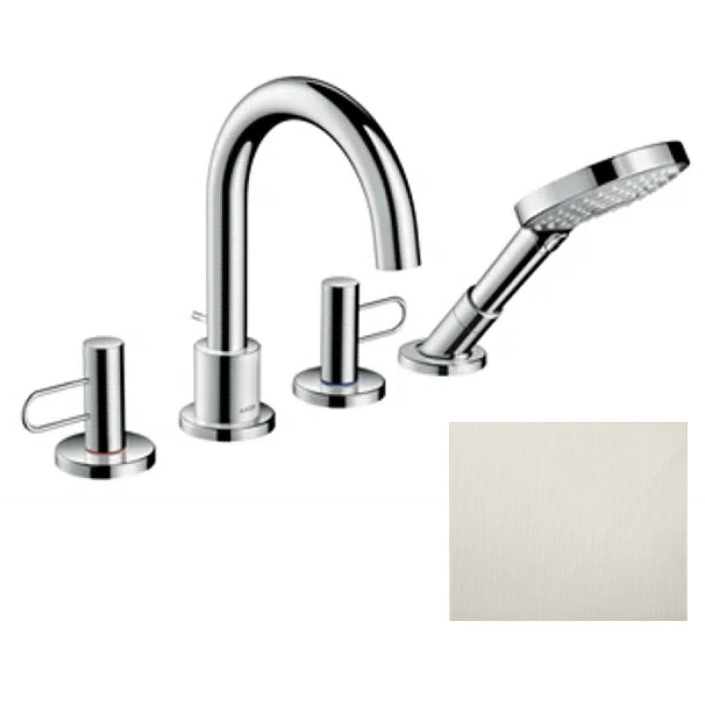 Смеситель на край ванны Axor Uno, на 4 отверстия, с рукоятками-петлями, 38445800, сталь