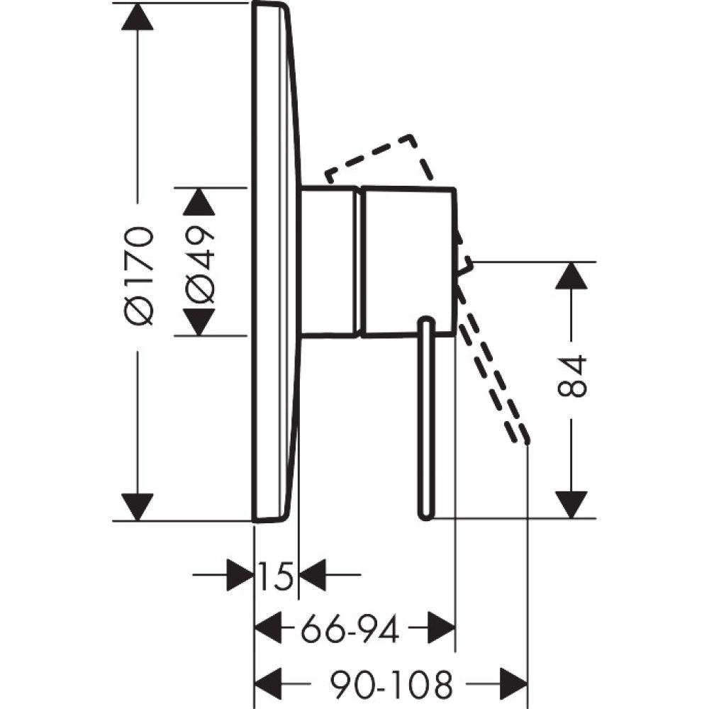 Смеситель для душа Axor Uno, однорычажный, скрытого монтажа, с рукояткой-петлей, 38626250, шлифованное золото