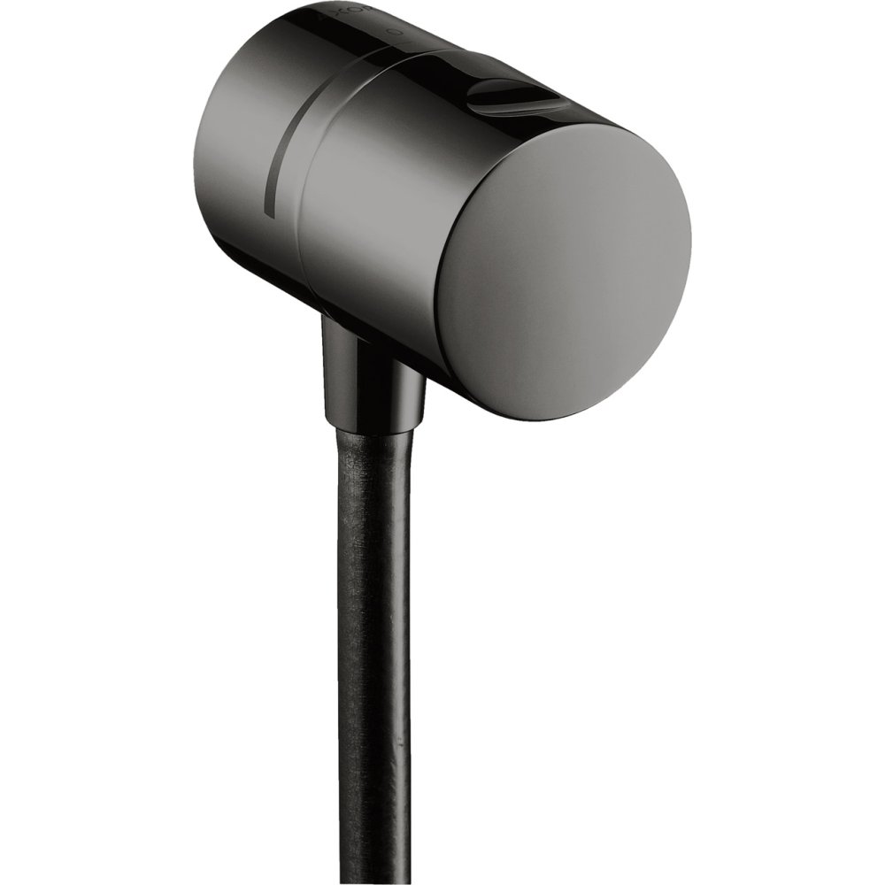 Шланговое подсоединение Axor Uno Stop, с запорным вентилем, 38882330, полированный черный хром 