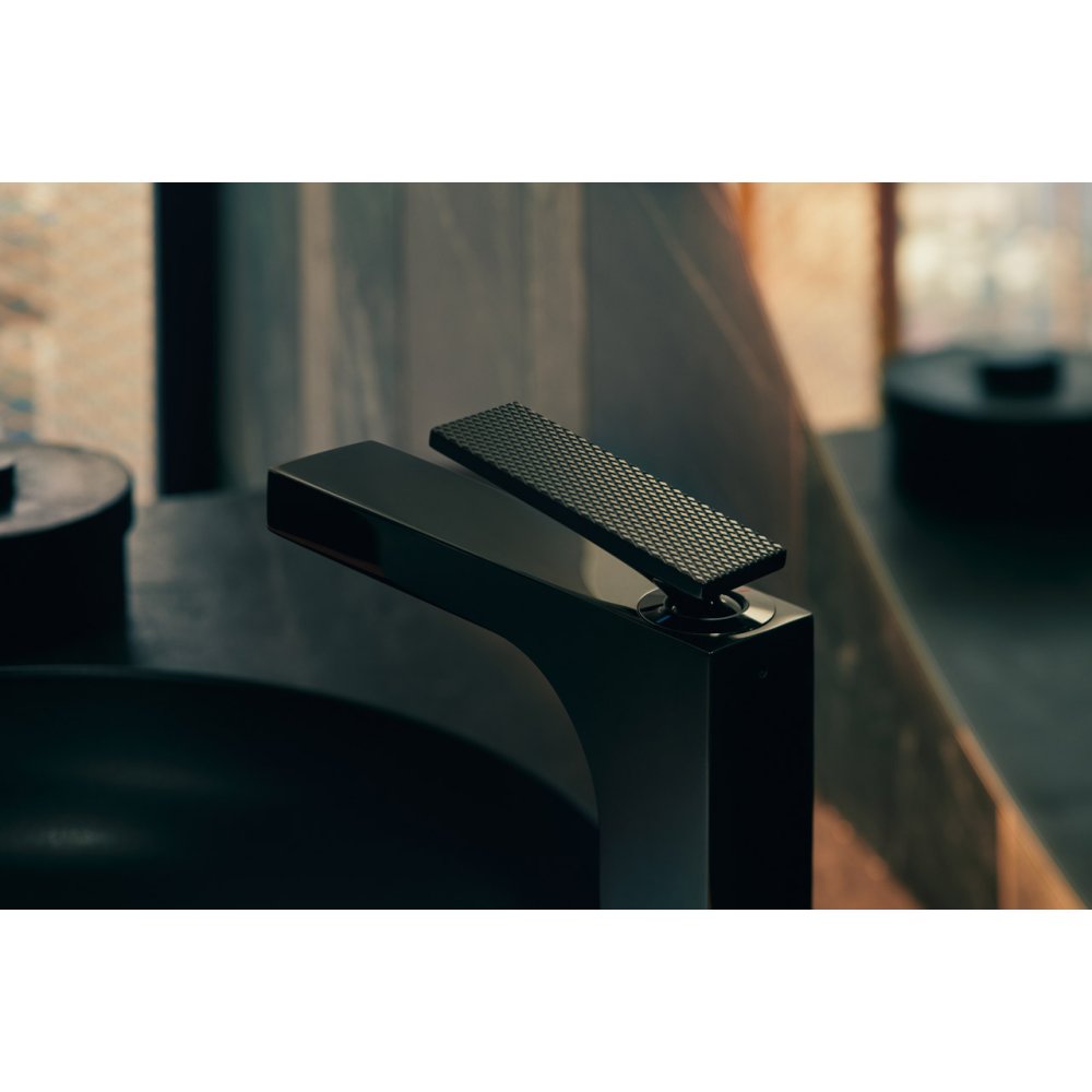Смеситель для раковины Axor Citterio, однорычажный, 90, рукоятка с текстурой "Ромбический срез", для гостевой раковины, 39001330, полированный черный хром 