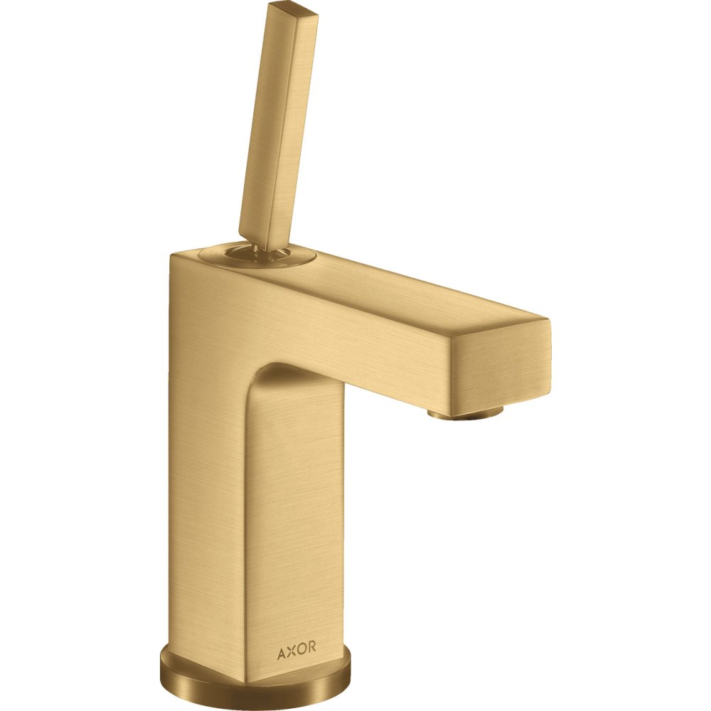 Смеситель для раковины Axor Citterio, однорычажный, 110, с тонкой рукояткой, со сливным гарнитуром, 39010250, шлифованное золото