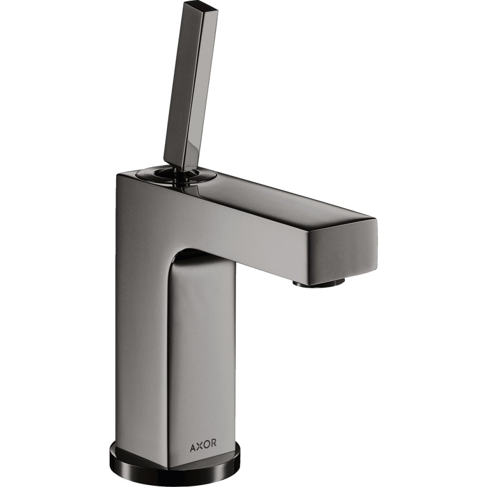 Смеситель для раковины Axor Citterio, однорычажный, 110, с тонкой рукояткой, со сливным гарнитуром, 39010330, полированный черный хром 