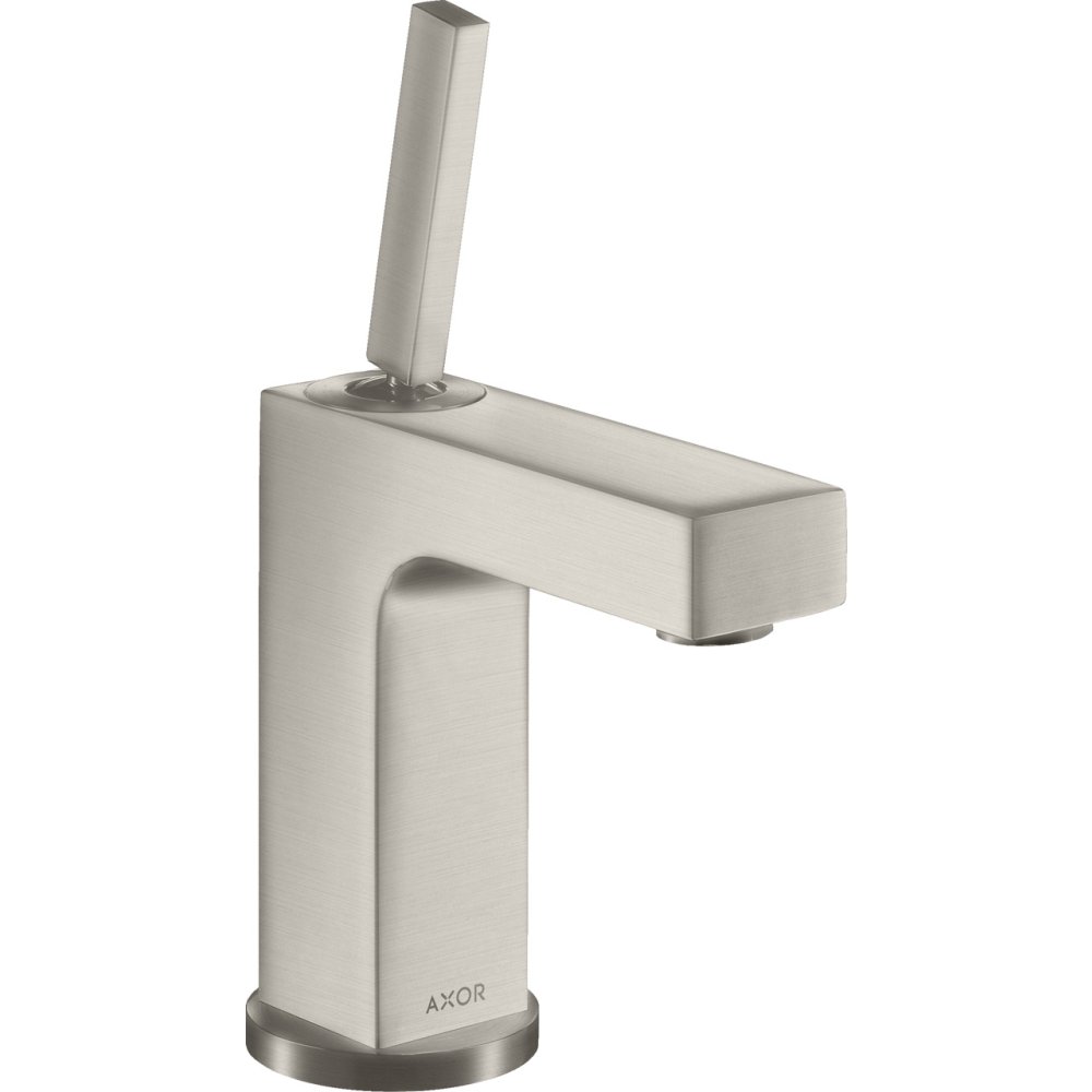 Смеситель для раковины Axor Citterio, однорычажный, 110, с тонкой рукояткой, с незапираемым сливным набором, 39018800, сталь