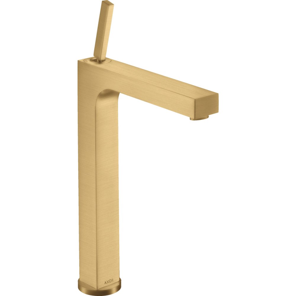 Смеситель для раковины Axor Citterio, однорычажный, 280, с тонкой рукояткой, для накладной раковины, 39020250, шлифованное золото