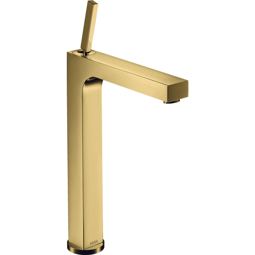 Смеситель для раковины Axor Citterio, однорычажный, 280, с тонкой рукояткой, для накладной раковины, 39020990, полированное золото