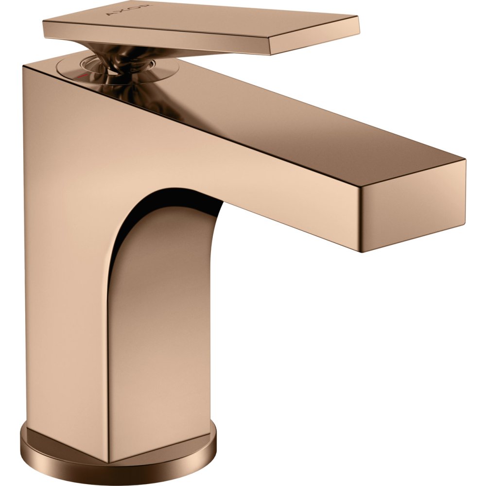 Смеситель для раковины Axor Citterio, однорычажный, 90, для гостевой раковины, со сливным гарнитуром, 39022300, полированное красное золото 