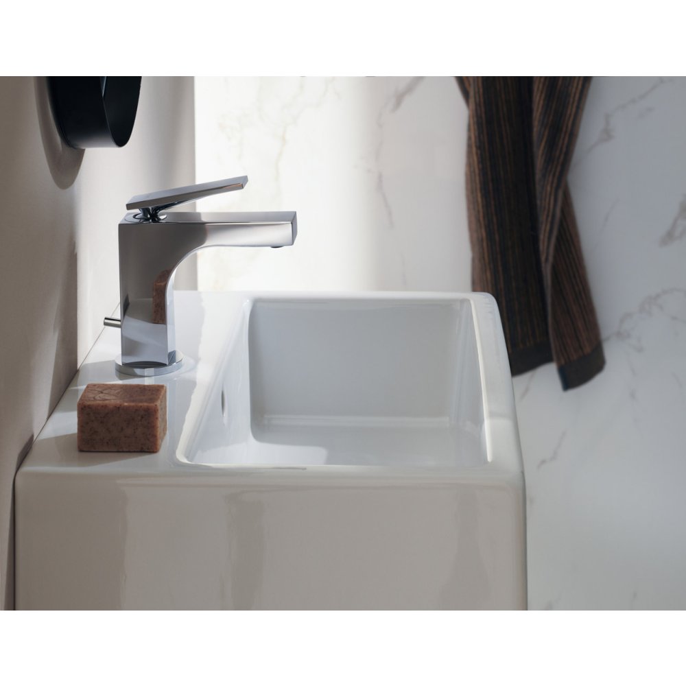 Смеситель для раковины Axor Citterio, однорычажный, 90, для гостевой раковины, со сливным гарнитуром, 39022330, полированный черный хром 