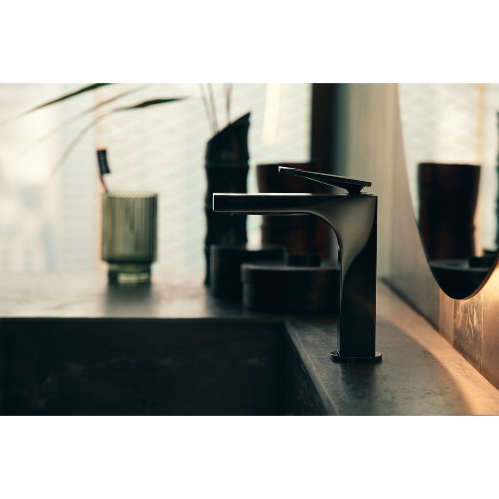 Смеситель для раковины Axor Citterio, однорычажный, 160, с рычаговой рукояткой, со сливным гарнитуром, 39024340, шлифованный черный хром 