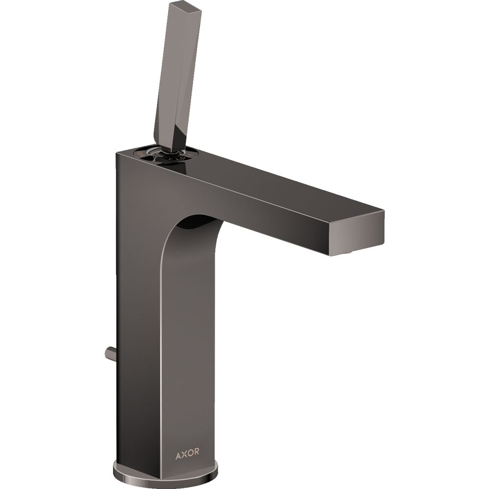 Смеситель для раковины Axor Citterio, однорычажный, 160, с тонкой рукояткой, со сливным гарнитуром, 39031330, полированный черный хром 