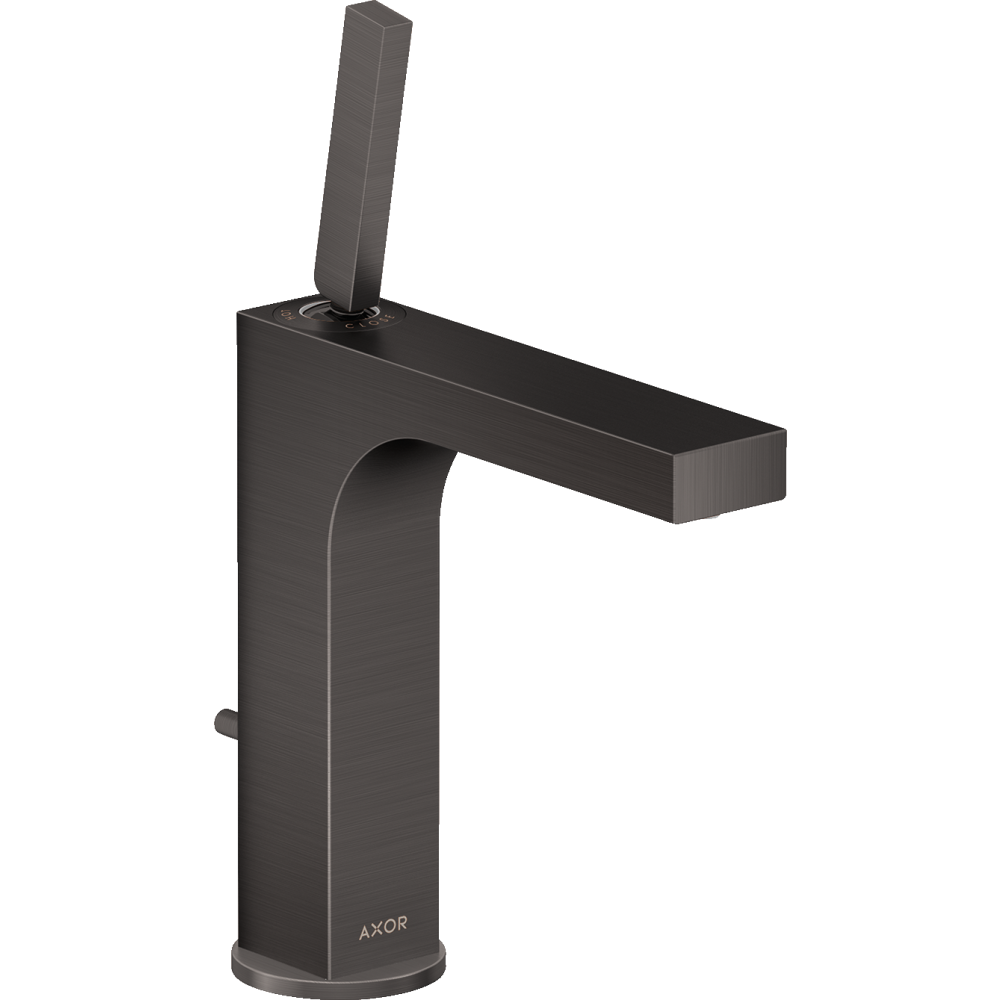 Смеситель для раковины Axor Citterio, однорычажный, 160, с тонкой рукояткой, со сливным гарнитуром, 39031340, шлифованный черный хром 