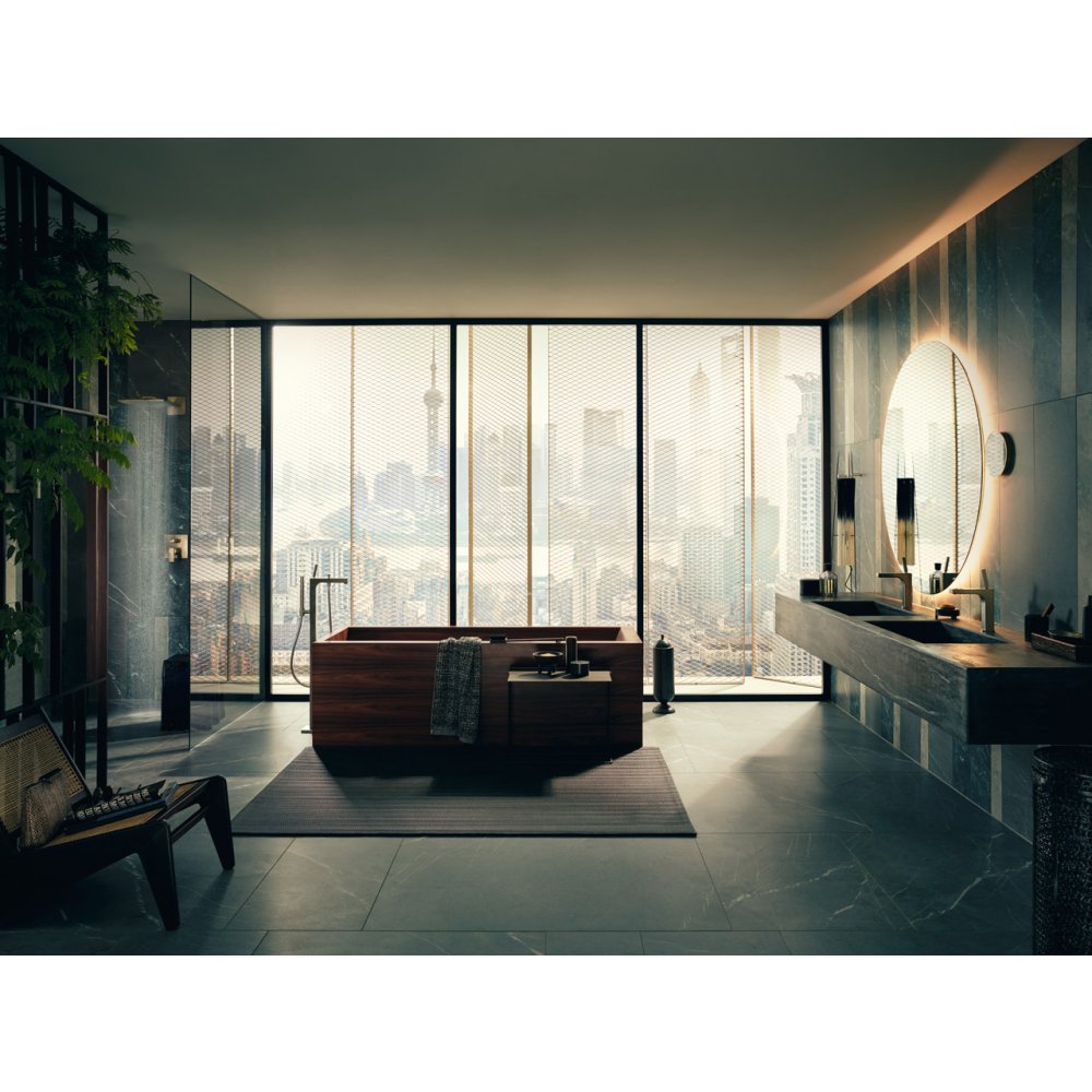 Смеситель для раковины Axor Citterio, однорычажный, 160, с тонкой рукояткой, со сливным гарнитуром, 39031800, сталь