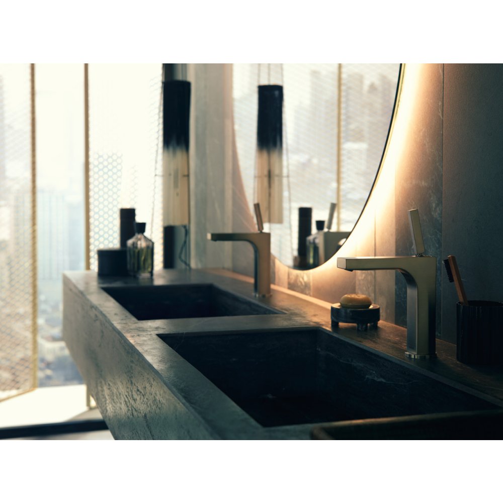 Смеситель для раковины Axor Citterio, однорычажный, 160, с тонкой рукояткой, со сливным гарнитуром, 39031950, шлифованная медь