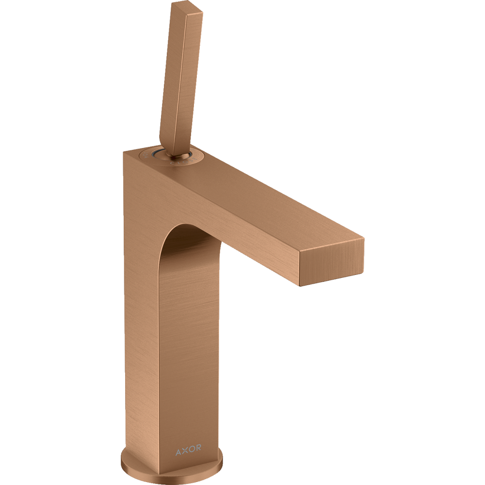 Смеситель для раковины Axor Citterio, однорычажный, 160, с тонкой рукояткой, с незапираемым сливным набором, 39032140, шлифованная бронза
