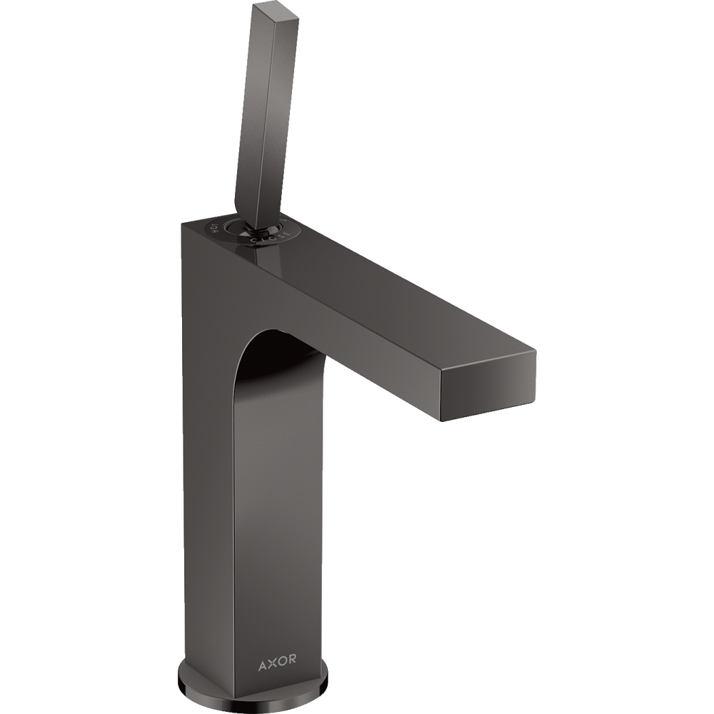 Смеситель для раковины Axor Citterio, однорычажный, 160, с тонкой рукояткой, с незапираемым сливным набором, 39032330, полированный черный хром 