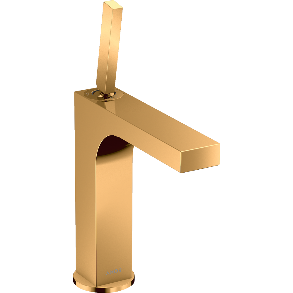 Смеситель для раковины Axor Citterio, однорычажный, 160, с тонкой рукояткой, с незапираемым сливным набором, 39032990, полированное золото