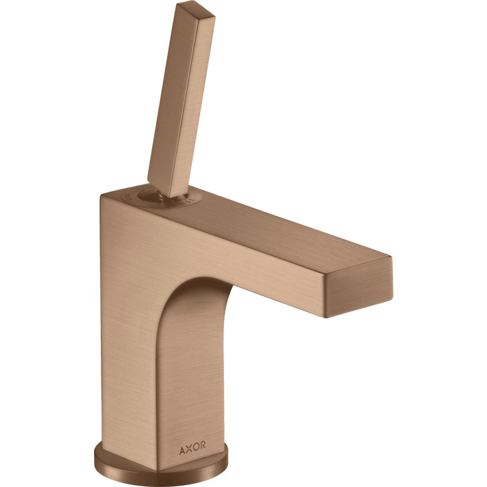 Смеситель для раковины Axor Citterio, однорычажный, 90, с тонкой рукояткой, для гостевой раковины, со сливным гарнитуром, 39035310, шлифованное красное золото