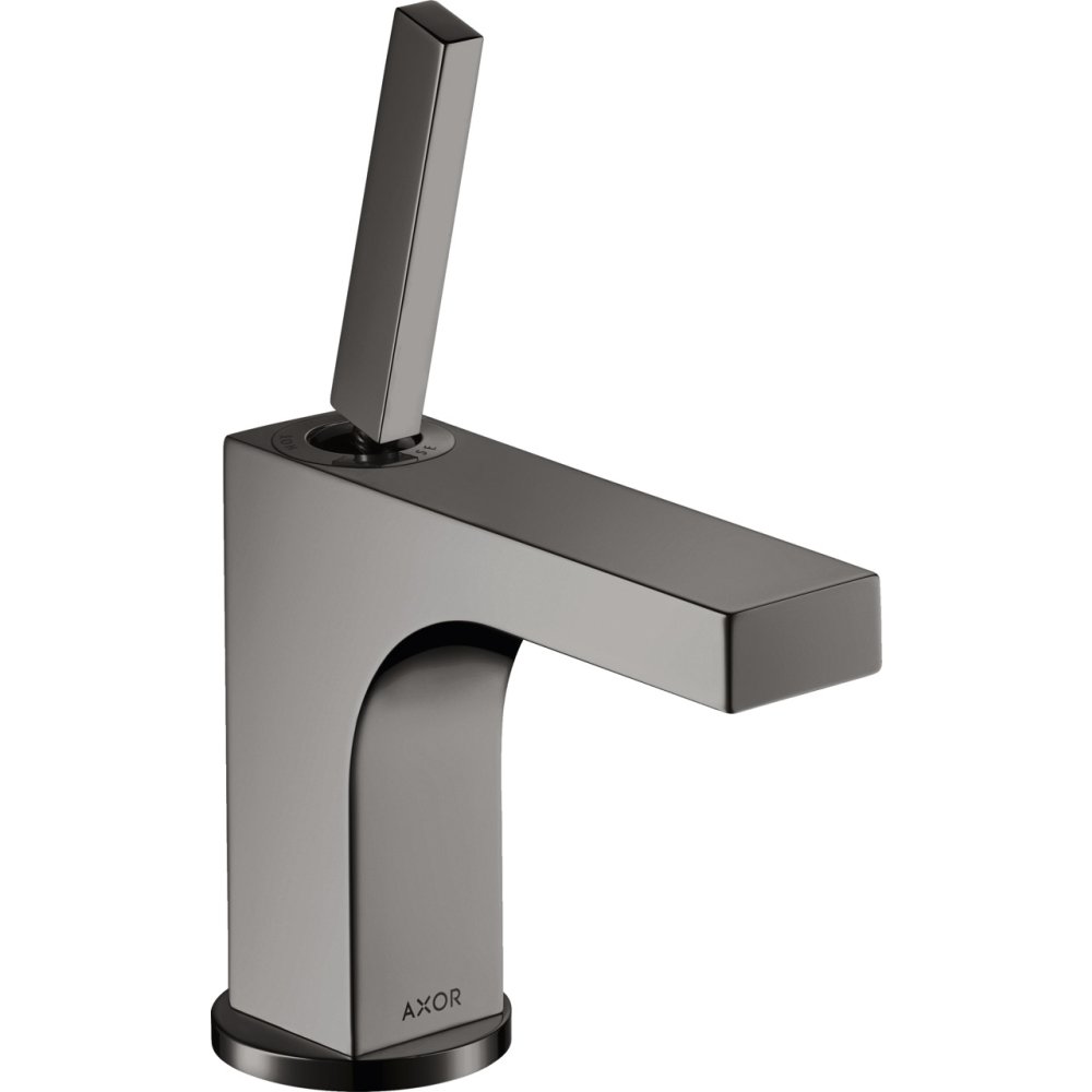 Смеситель для раковины Axor Citterio, однорычажный, 90, с тонкой рукояткой, для гостевой раковины, со сливным гарнитуром, 39035330, полированный черный хром 
