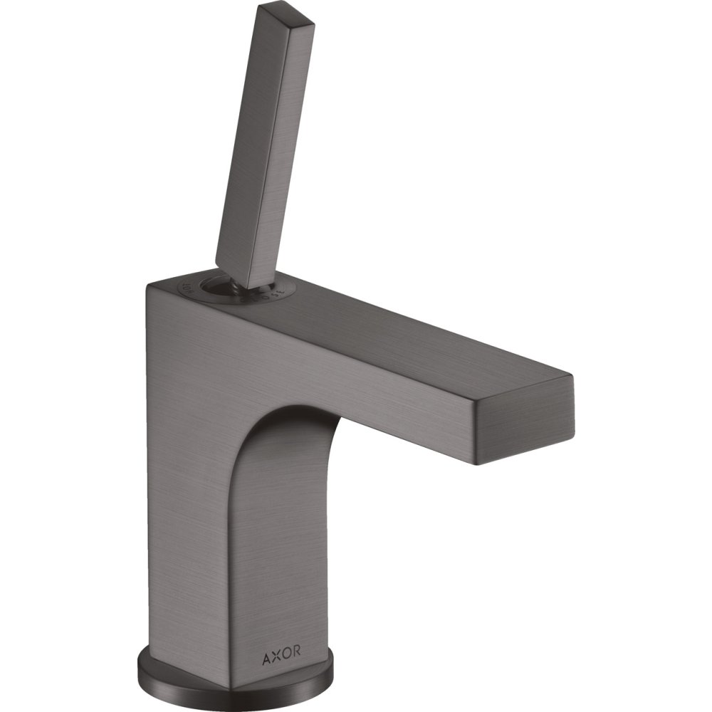 Смеситель для раковины Axor Citterio, однорычажный, 90, с тонкой рукояткой, для гостевой раковины, со сливным гарнитуром, 39035340, шлифованный черный хром 