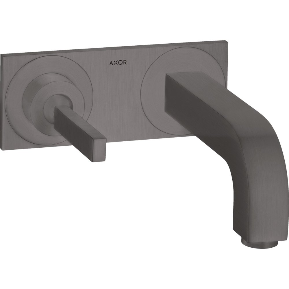 Смеситель для раковины Axor Citterio, однорычажный, настенный, с тонкой рукояткой, излив 220 мм, с панелью, 39115340, шлифованный черный хром 