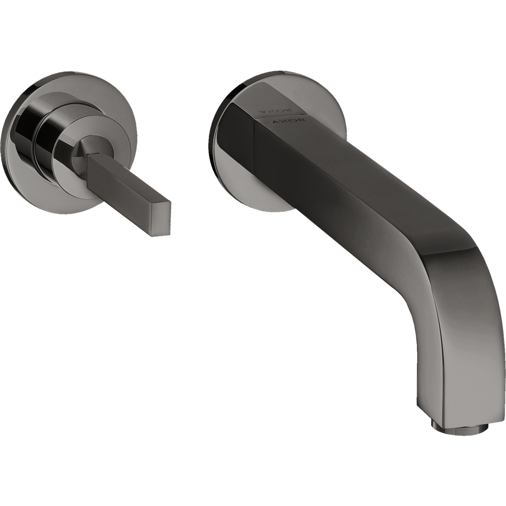 Смеситель для раковины Axor Citterio, однорычажный, настенный, с тонкой рукояткой, излив 220 мм, с отдельными розетками, 39116330, полированный черный хром 