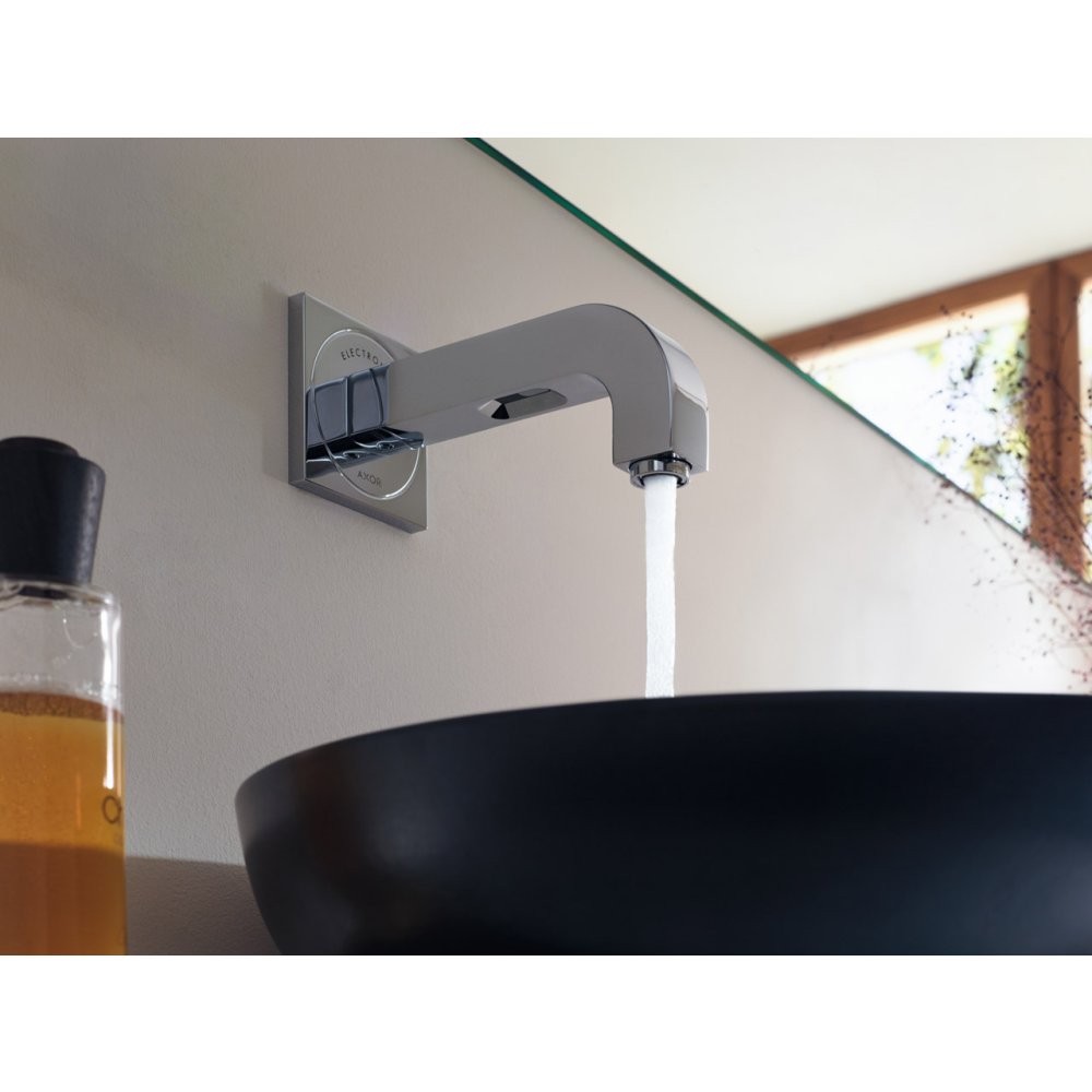 Электронный смеситель Axor Citterio, настенный, излив 161 мм, 39117330, полированный черный хром 