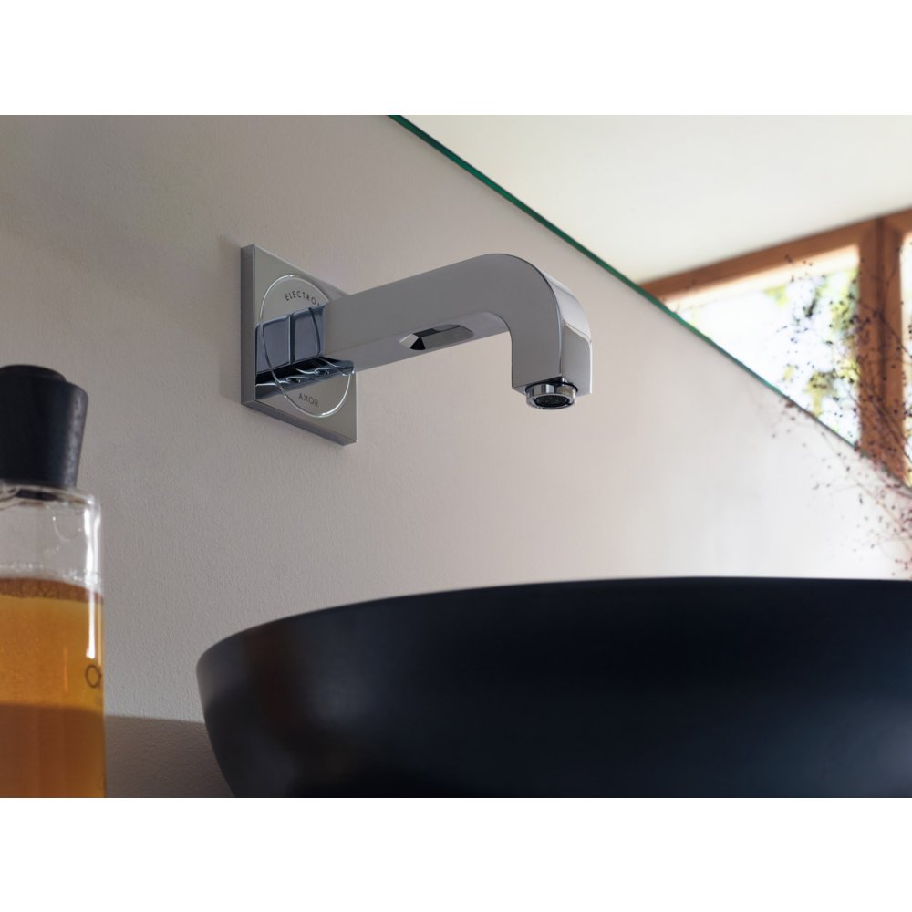 Электронный смеситель Axor Citterio, настенный, излив 161 мм, 39117820, шлифованный никель
