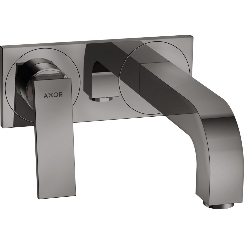 Смеситель для раковины Axor Citterio, однорычажный, настенный, с рычаговой рукояткой, излив 220 мм, с панелью, 39119330, полированный черный хром 