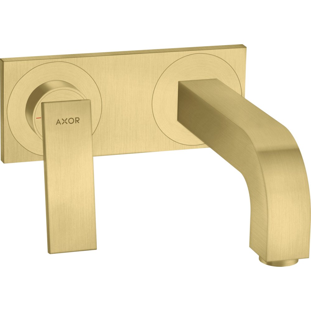 Смеситель для раковины Axor Citterio, однорычажный, настенный, с рычаговой рукояткой, излив 220 мм, с панелью, 39119950, шлифованная медь