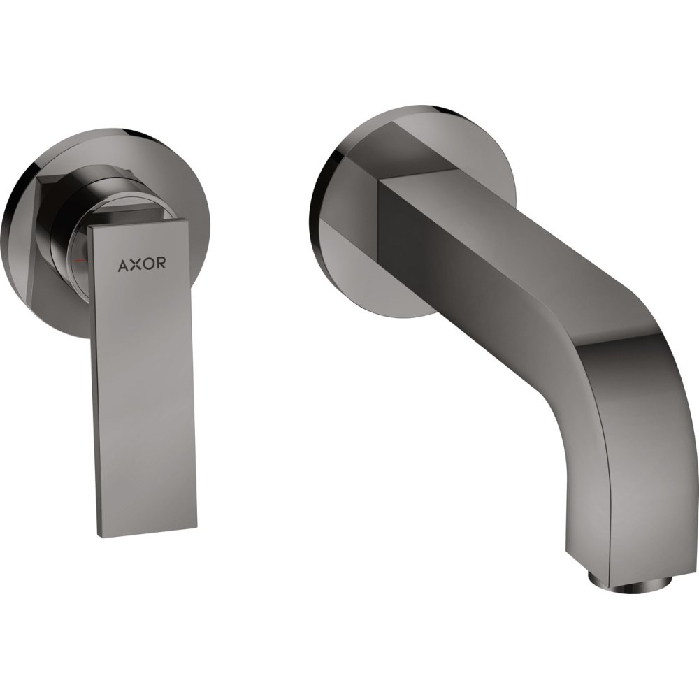 Смеситель для раковины Axor Citterio, однорычажный, настенный, с рычаговой рукояткой, излив 220 мм, с отдельными розетками, 39121330, полированный черный хром 