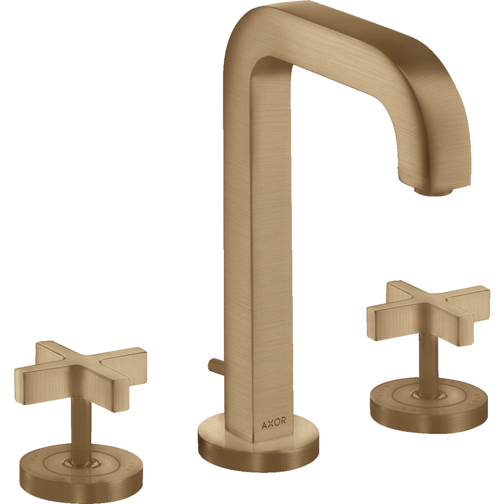 Смеситель для раковины Axor Citterio, 170, на 3 отверстия, с крестообразными рукоятками, с отдельными розетками, 39133140, шлифованная бронза