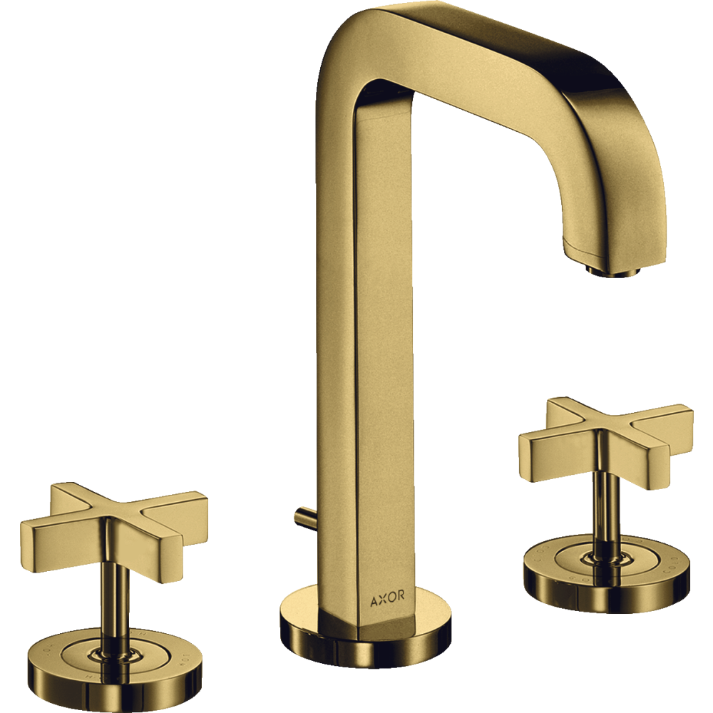 Смеситель для раковины Axor Citterio, 170, на 3 отверстия, с крестообразными рукоятками, с отдельными розетками, 39133990, полированное золото